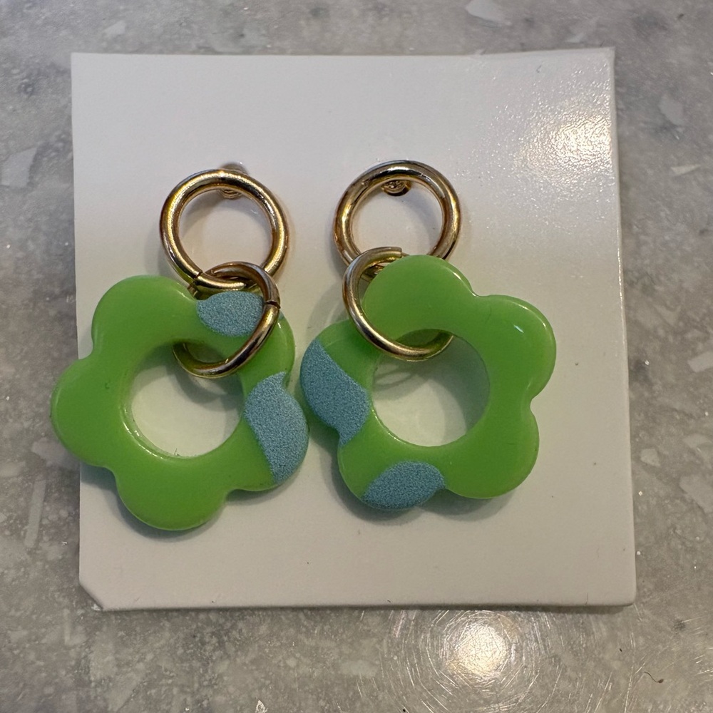 Green and Blue Flower Earrings